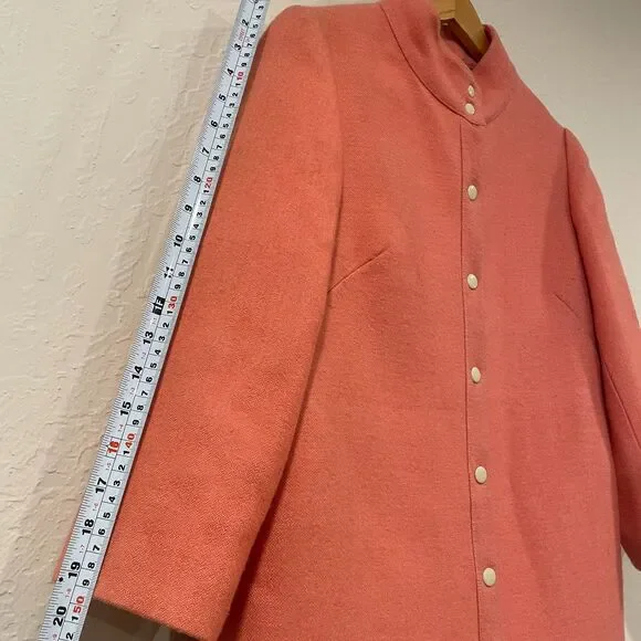 ~Anthropologie Med Wool Coat Lauren Moffatt "Eastward" Coral Peach Women's M - Picture 7 of 15